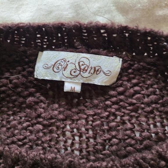 Ci Sono Women's Brown Knit Dropped Shoulders Long Sleeves Casual Boho Sweater - Picture 10 of 12